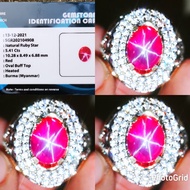 Natural Red Ruby Star Burma Tajam Playing Star Tajam Combinasi Ring Perak Micro Setting + Memo Sgr L