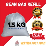 BEAN BAG REFILL FILLING/ BIJI KABUS (Polystyrene Poly Foam BEADS ; 1.5KG ) 懒人豆袋沙发- 保丽龙粒 Bean Bag Ref
