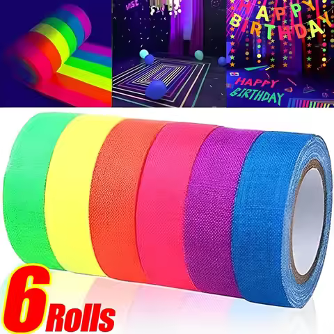 UV Glow Cotton Tapes Neon Gaffer Party Tape Safety Warning Neon Tape UV Tape Stage Props Wedding Dec