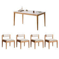 Adelyn Dining Table 1.6m (Sintered Stone) with 4 Niel Chairs in Oak - Adelyn Dining Table 1.6m (Sint