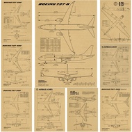 Aircraft Structure Vintage Poster Boeing Plane Architecture Diagram Kraft Paper Print Home Room Bar 