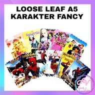 loose leaf A5 karakter fancy / kertas binder karakter / isi binder