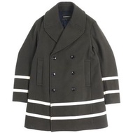 全新未使用EMPORIO ARMANI ARMANI 男士外套，尺寸 6K1L80，100% 羊毛，織帶設計，Logo 扣，雙排扣，卡其色/象牙色，尺寸 50，正品，2021 年，黑色標籤。