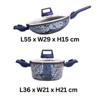 Chefology X Batik Boutique Cookware Set Casserole (20cm) & Wok (28cm) BLUE