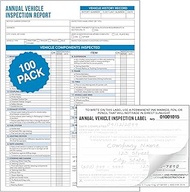 GotSafety - White Interior Inspection Label (5"x4"), with 3-Ply Carbonless- Annual Vehicle Inspectio