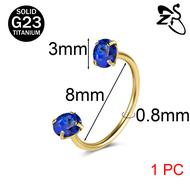 1 PC 20g khuyên môi G23 titan Khuyên môi Bông tai pha lê C hình dạng hạt Bông tai Thùy bông tai vòng