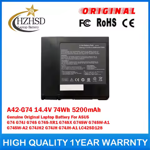 A42-G74 14.4V 74Wh 5200mAh Genuine Laptop Battery For ASUS G74 G74J G74S G74S-XR1 G74SX G74SW G74SW-