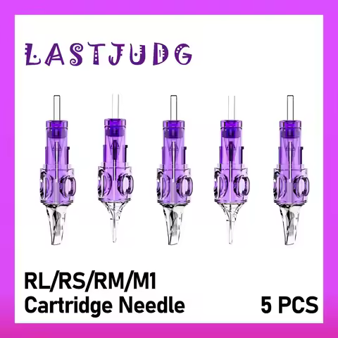Tattoo Cartridge Needles LASTJUDG 5PCS Disposable Safty RL RS RM M1 Tattoo Needle Hot Sale Purple Ta