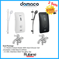 Rubine 933 Instant Water Heater With Hand Shower Set and Stainless Steel Two Way Tap Package
