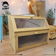 [ Bamboo Bread Box Bread Bin Cans Bread Holder Kitchen Canisters Bread Storage Container for Shop Flour Food Tea