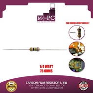 CARBON FILM RESISTOR 1/4W ±5% TOLERANCE 75 OHMS, BEST FOR DIY PROJECTS and EXPERIMENTS