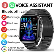 TK12 Smart Watch ECG+PPG Noninvasive Blood Glucose 1.96“ HD Bluetooth Call Heart Rate Blood Pressure Smart Watch for Men Women