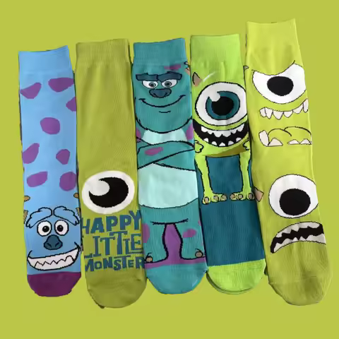 1/5 Pairs Cartoon Anime Knee-high Socks Unisex