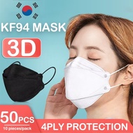 50PCS KF94 Mask 4ply Korean Original Protective Reusable Unobstructed Breathing White KF94 4 Layers Washable 3d 4D KN94 Face mask KN95 kf95 Not Single Use Beauty Facial