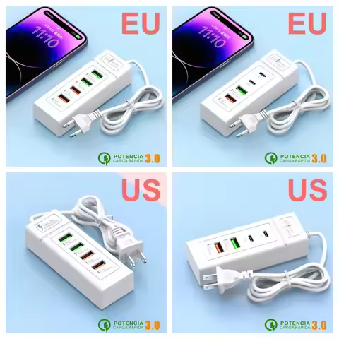 4Ports USB Fast Charger Station USB HUB3.0 Multi Splitter Adapter USB C Expander Portable Travel Cha