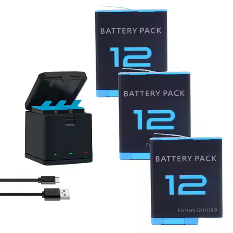 1800mAh Battery for GoPro Hero 12 Motion Camera or 3 Slots Battery Storage Charger Box for GoPro Her