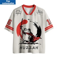 3D Print Unisex Cute Huzzah Frog V-neck Mesh Jersey Breathable Short Sleeve Summer Kawaii Casual Str