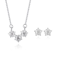 【S999 Starry Grace】SUKI DAKARA S999 Silver Zircon Star Jewelry Set – Necklace & Earrings for Women