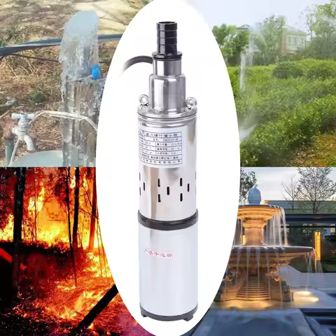 48V Solar Water Pump 280W Solar Deep Well Pump 16L/min Flow 60m Lift IPX8 Waterproof for Deep Wells
