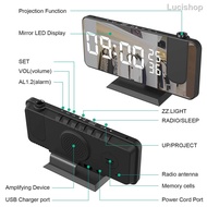 [Local Seller] 7.4“ Large Alarm Clock Bedroom FM Radio Digital Alarm Clock Mirror LED Display Projection Clock Dual Loud