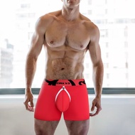 ORLVS Men's Removable Pouch Boxer Briefs 3D Support Modal Underwear with Snake Pattern Waistband Mic