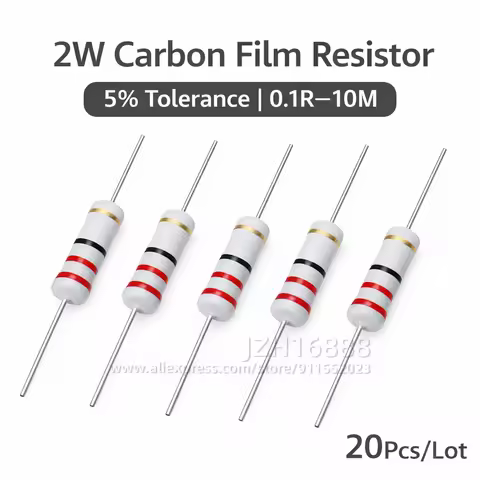 20pcs 2W Carbon Film Resistor 5% 0.1R ~ 10M 10R 22R 33R 100R 220R 330R 1K 2.2K 3.3K 4.7K 10K 22K 47K