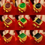 【Ready Stock】/9 Desain Perhiasan Cincin / Elena Gold Bangkok Men's Ring cincin jade akik permata  batu zamrud