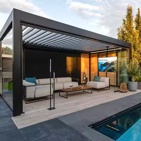 Manufacture Gazebo Aluminium Garden Pavilion Gazebo Motorized Waterproof Pergola Canopy Gazebo 3x3 L
