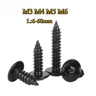 M3/M4/M5/M6 SUS304 black plated self tapping screw/umbrella head self tapping screw/large flat head 
