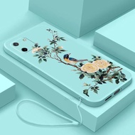 Casing Huawei P30lite/Nova 4EP40 p40 pro Nova Y61P20 lite/Nova 3E P5phone case Straight edge TPU soft shell flower and bird pattern phone case to send lanyard