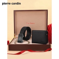 PIERRE CARDIN Combo high-end leather wallet and Cardin belt Hunting wood box