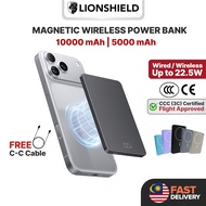 (MY) LionShield 3C/CCC Certified PD 22.5W/20W/15W Magnetic Powerbank Fast Charging Wireless Power Ba