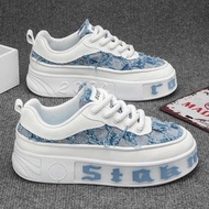 Sneakers Casual Men Designer White Fashion Microfiber Leather Fabric Breathable Height Increased Fla