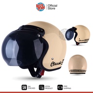 Helm Bogo Dewasa Retro Classic SNI Cat Garis Kaca Bobo Bkn JPN INK JPX KYT Helem Pria Wanita Krem