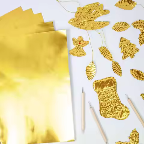 5.9x5.9 Inch Gold Embossed Paper 20Pcs Embossing foil sheets Premium Metallic Foil Sheets For DIY Ar
