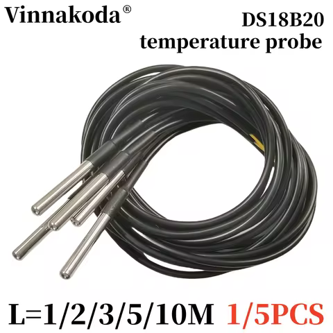 1/5PCS DS18b20 temperature probe temperature sensor 1M 2M 3M 5M 10M DS1820 Stainless steel package W