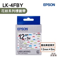 EPSON LK-4FBY 12mm Pattern Series Label With Cool String Black Lettering On The Background Of The Ca