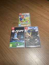 Switch 遊戲：Mario Party, FC24, Monster Hunter Rise