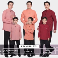 Iqrac Kurta BILAL :  Sedondon Anak Dan Ayah (PEACH | RED MAROON | CHAMPAIGNE ROSE ) BUDAK & DEWASA L
