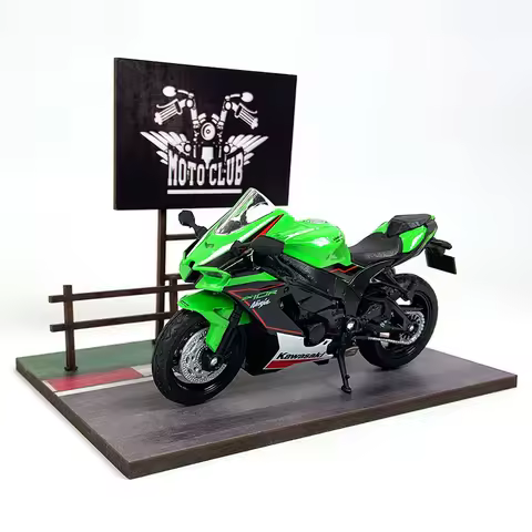Welly 1:18 Kawasaki Ninja 2021 Zx10-r 10 R Simulation Alloy Motorcycle Model With Scene Base Backgro