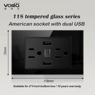Vollia ปลั๊กไฟ 15amp สำหรับผนัง Black 1 2 3 4 Gang 1 2 Way Wall Switch for Light Universal Multiple