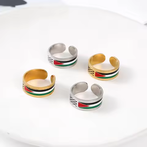Stainless Steel Ring for Boys and Girls Arab Jewelry Palestine Map Ring European and American Popula