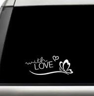 with Love Butterfly Heart Relationship Quote Window Laptop Vinyl Decal Decor Mirror Wall Bathroom Bumper Stickers for Car Funny 7 Inch