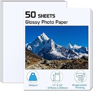 ZBEIVAN 11x14 Photo Paper, Glossy Photo Paper 50 Sheets, 11"x14" Inkjet Printer Photo Paper for Dye Ink, 200 GSM