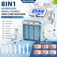 8 in 1 Hydra H2O2 Small Bubbles Facial Machine Aqua Peel Water Oxygen Jet Ultrasonic Skin Scrubber L