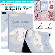 For Huawei Mediapad T5 10 m5 lite 10 10.1 inch Cute Cartoon Smart Stand Case Strawberry Bear Leather Cover