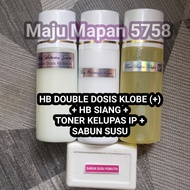 COD KOde 004001 HB Whitening Super Double Dosis Klobe (+) + HB Siang + Toner Badan Kelupas IP + Sabu