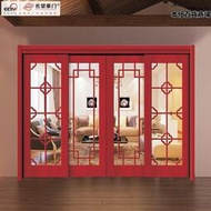 新中式花格玻璃移門廚房客廳陽臺書房隔音烤漆推拉實木門