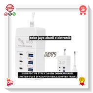 A377 ORIGINAL Charger 3 USB PD TYPE C 3A 65W CABLE PLUG 1 METER 6 USB 5V USB ADAPTOR TRAVEL ADAPTERa