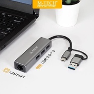Type-C Hub USB 3.0 3 ports + Lan RJ45 + OTG M-Tech UHL01